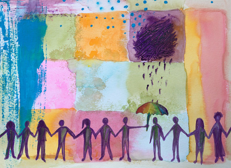 illustration of people holding hands